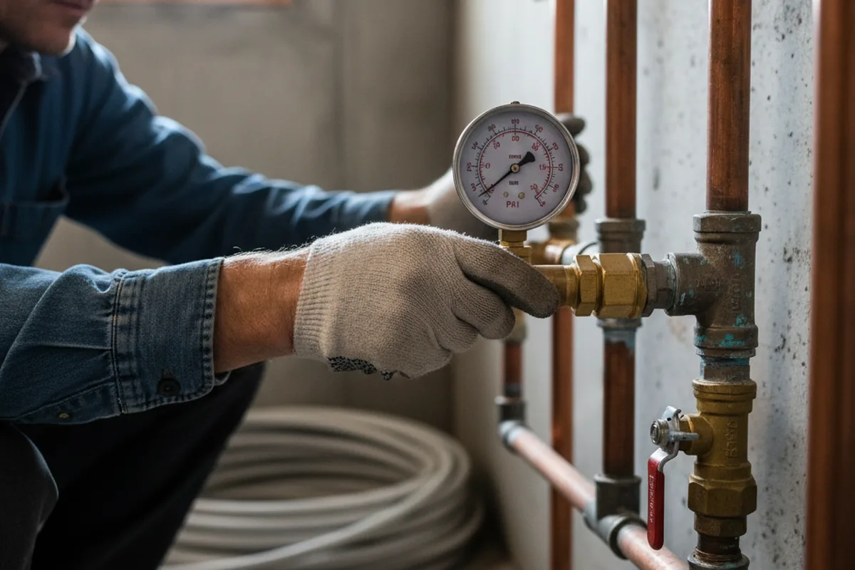 Pressure testing a repaired line during Water Line Repair in Elk Mills